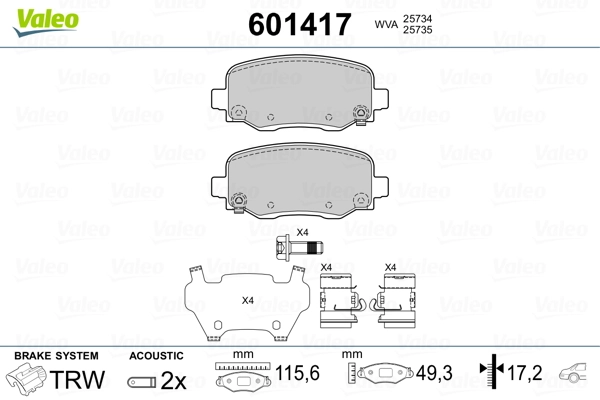 VALEO 601417 Brake Pad Set, disc brake