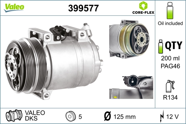 Compressor, air conditioning VALEO CORE-FLEX 399577
