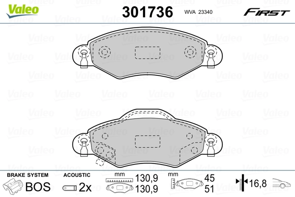Brake Pad Set, disc brake FIRST 301736