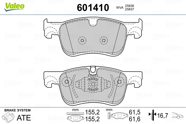 VALEO 601410 Brake Pad Set, disc brake