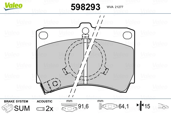 VALEO 598293 Brake Pad Set, disc brake