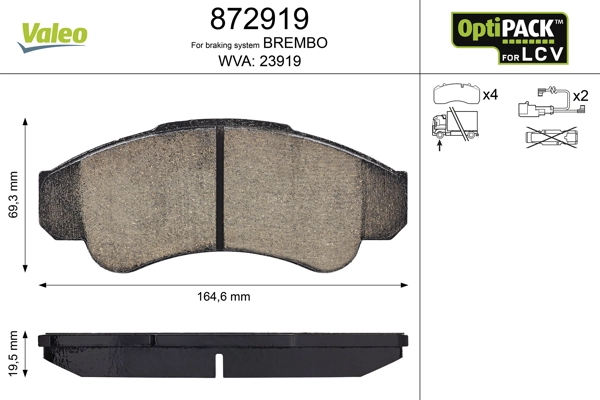 VALEO 872919 Brake Pad Set, disc brake