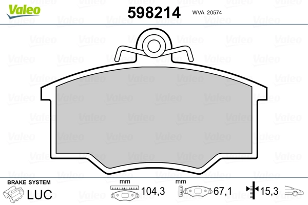 VALEO 598214 Brake Pad Set, disc brake