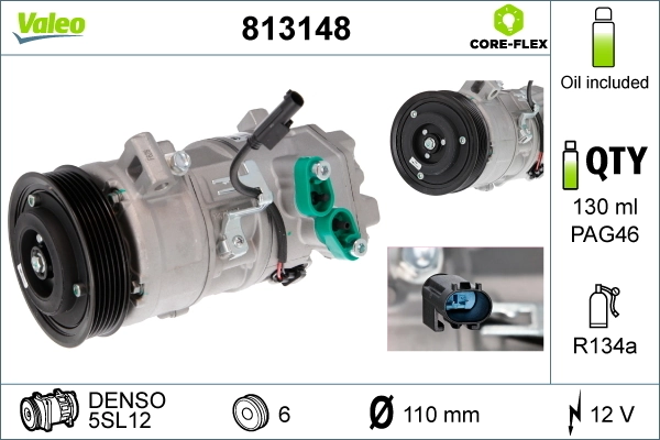 Compressor, air conditioning VALEO CORE-FLEX 813148