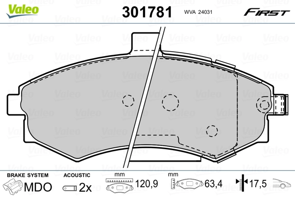 Brake Pad Set, disc brake FIRST 301781
