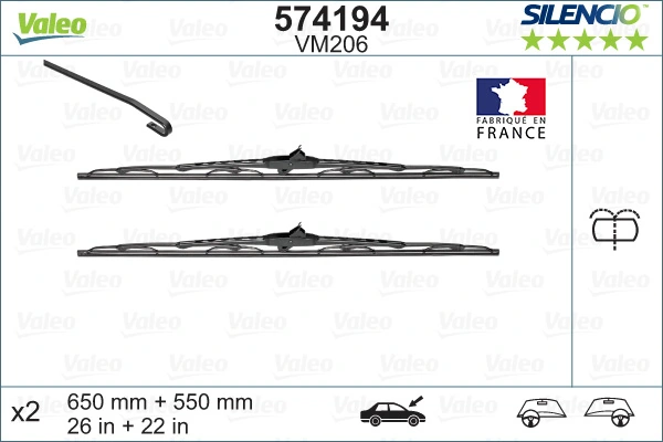Wiper Blade SILENCIO CONVENTIONAL SET 574194