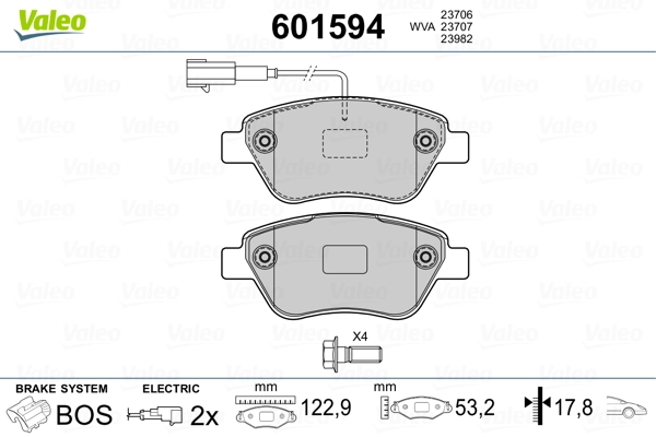 VALEO 601594 Brake Pad Set, disc brake