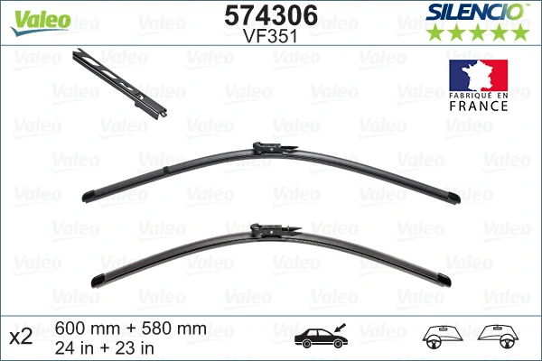 Wiper Blade SILENCIO FLAT BLADE SET 574306
