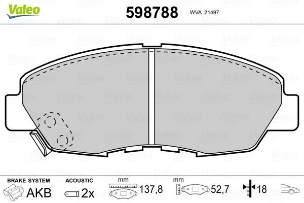 VALEO 598788 Brake Pad Set, disc brake