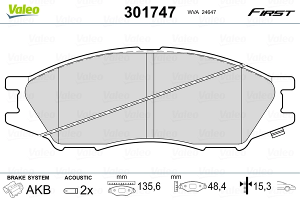 VALEO 301747 Brake Pad Set, disc brake