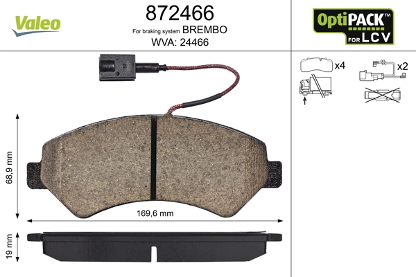 Brake Pad Set, disc brake OPTIPACK for LCV 872466