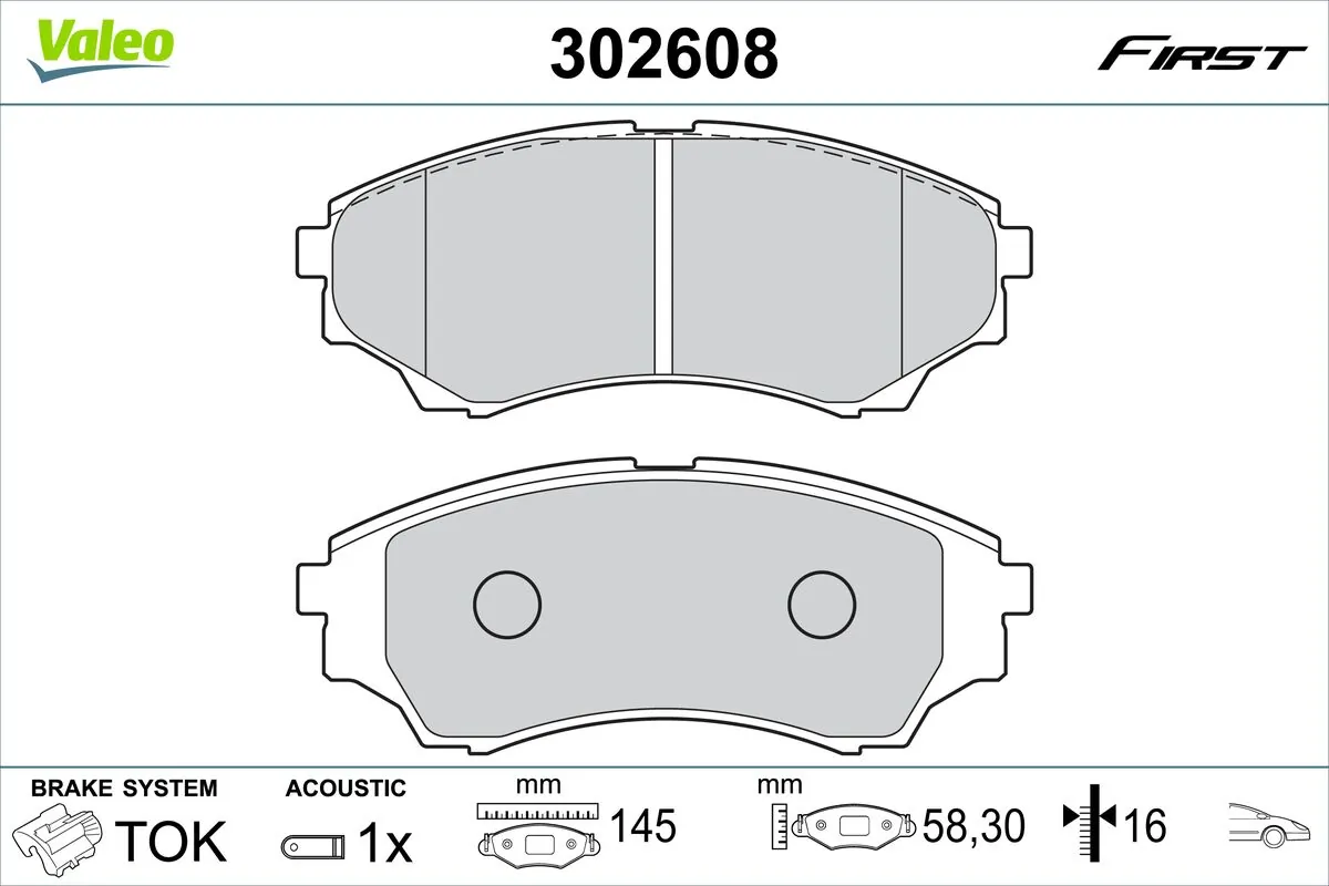 Brake Pad Set, disc brake FIRST 302608