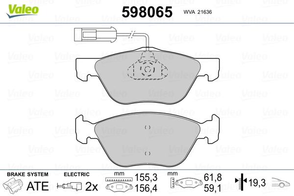VALEO 598065 Brake Pad Set, disc brake