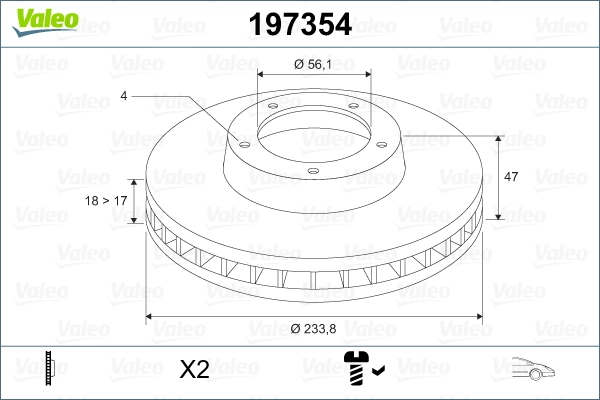 VALEO 197354 Brake Disc