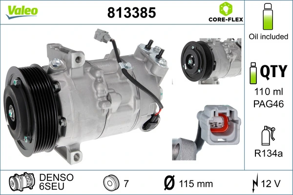 Compressor, air conditioning VALEO CORE-FLEX 813385