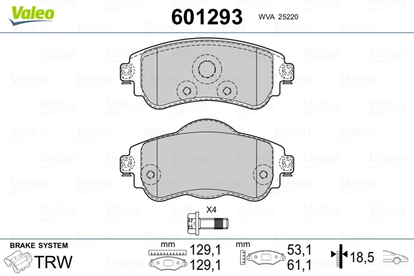 VALEO 601293 Brake Pad Set, disc brake