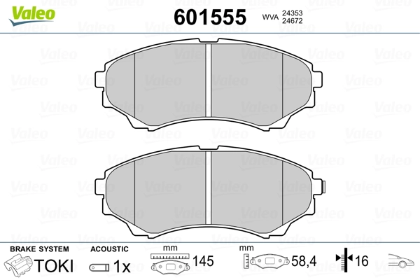VALEO 601555 Brake Pad Set, disc brake