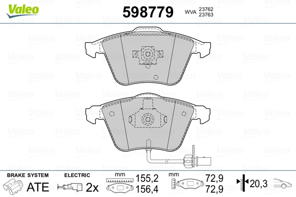 VALEO 598779 Brake Pad Set, disc brake