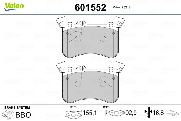 VALEO 601552 Brake Pad Set, disc brake