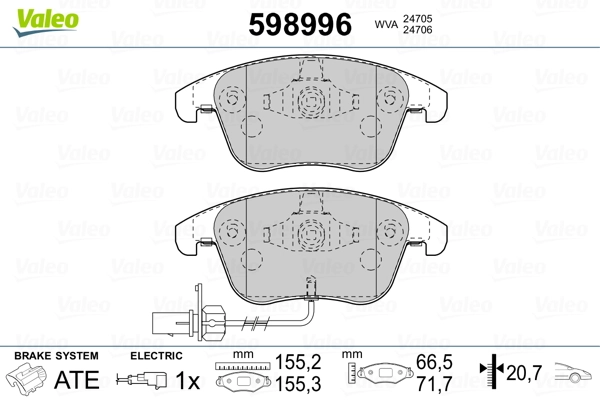 VALEO 598996 Brake Pad Set, disc brake