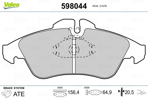 VALEO 598044 Brake Pad Set, disc brake