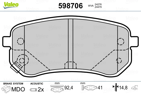 VALEO 598706 Brake Pad Set, disc brake
