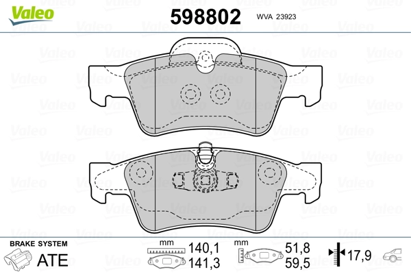 VALEO 598802 Brake Pad Set, disc brake