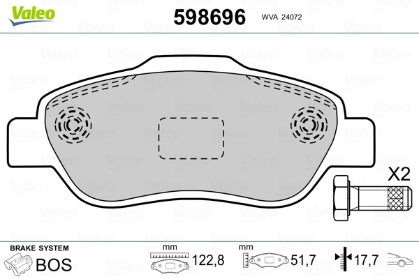 VALEO 598696 Brake Pad Set, disc brake