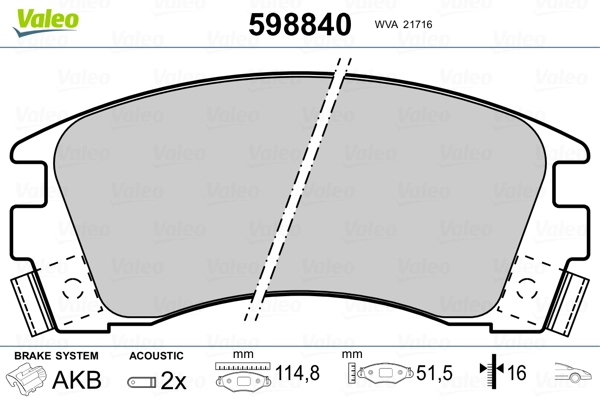 VALEO 598840 Brake Pad Set, disc brake