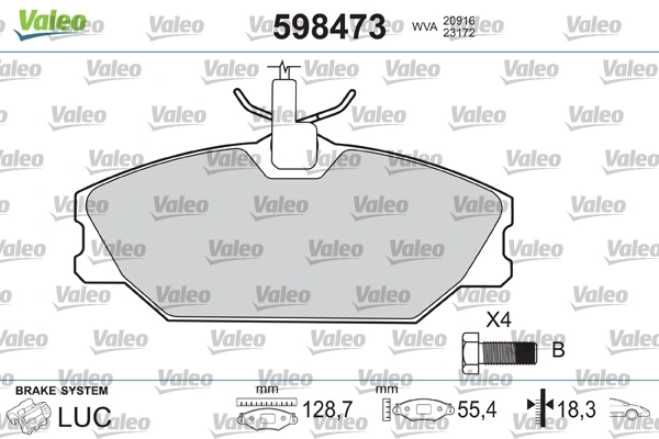 VALEO 598473 Brake Pad Set, disc brake