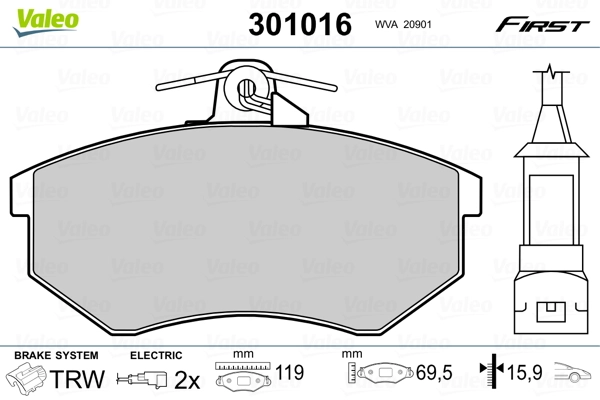 Brake Pad Set, disc brake FIRST 301016