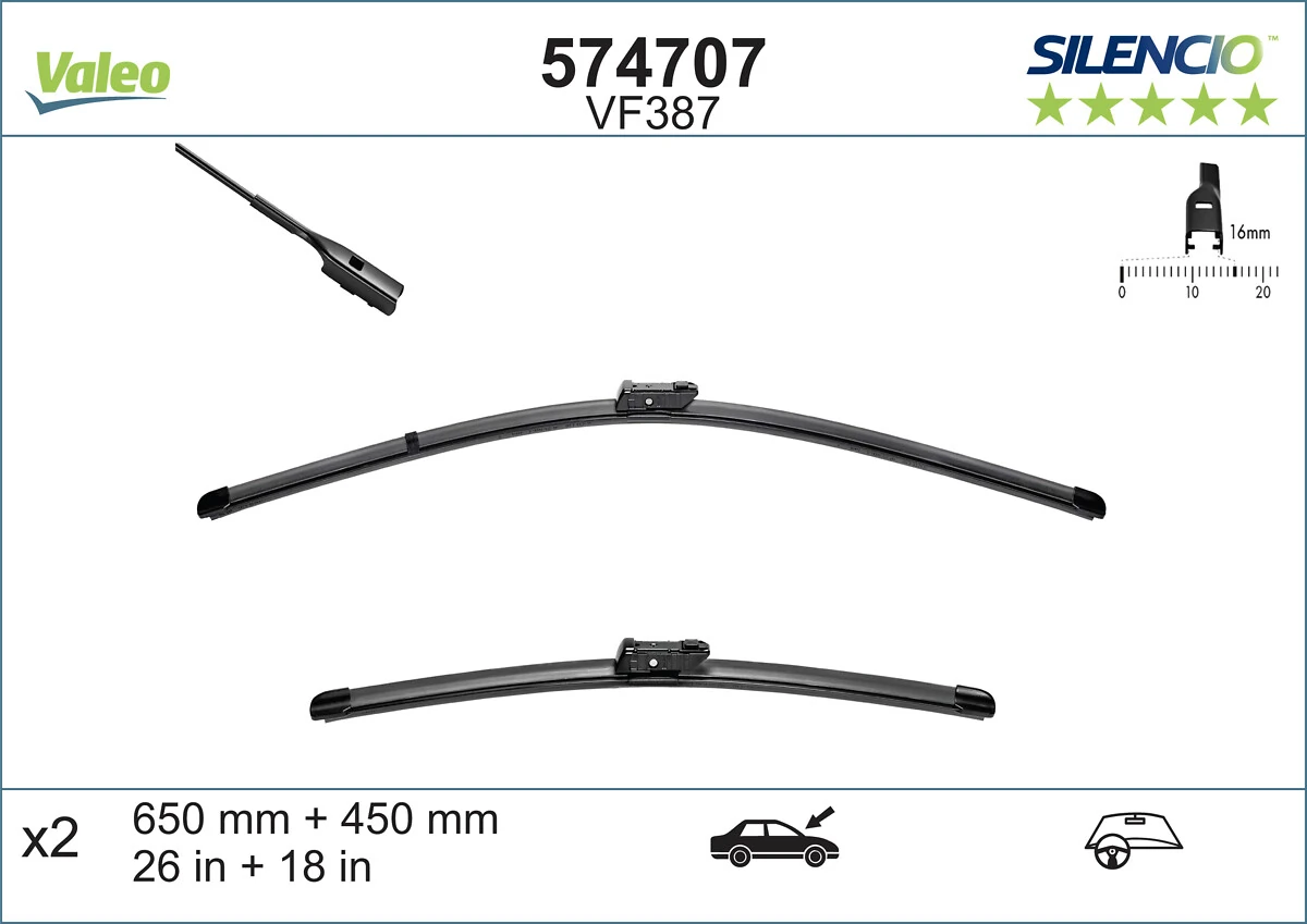 Wiper Blade SILENCIO FLAT BLADE SET 574707