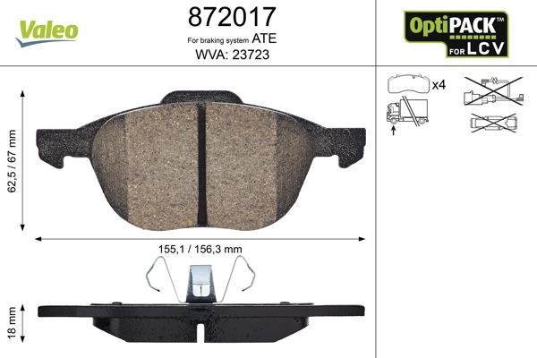 Brake Pad Set, disc brake OPTIPACK for LCV 872017