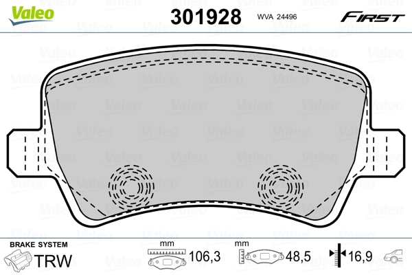 Brake Pad Set, disc brake FIRST 301928