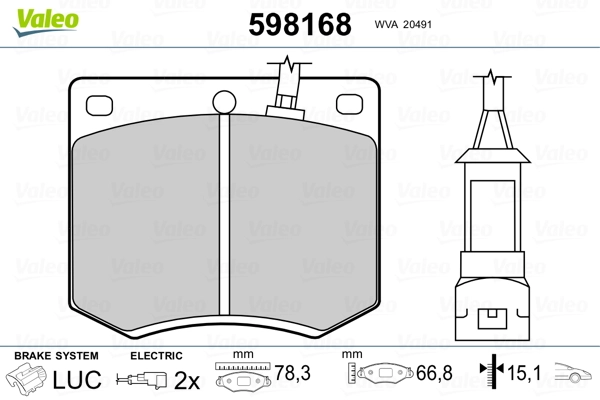 VALEO 598168 Brake Pad Set, disc brake