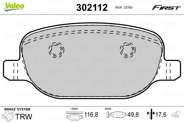 Brake Pad Set, disc brake FIRST 302112