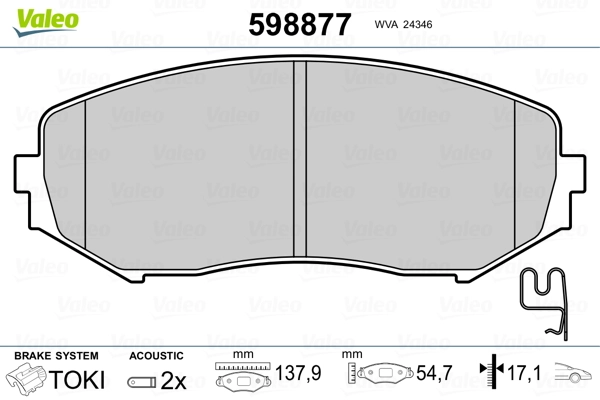 VALEO 598877 Brake Pad Set, disc brake