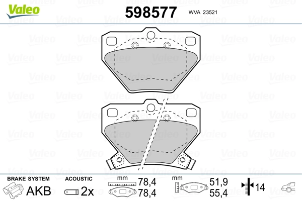 VALEO 598577 Brake Pad Set, disc brake