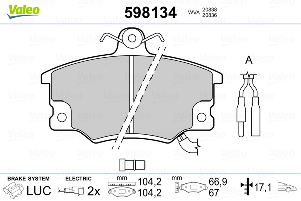 VALEO 598134 Brake Pad Set, disc brake
