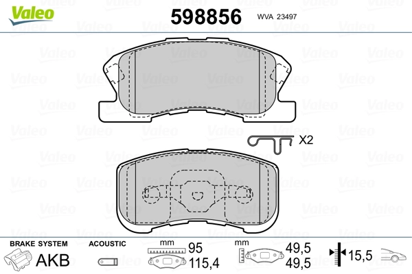 VALEO 598856 Brake Pad Set, disc brake