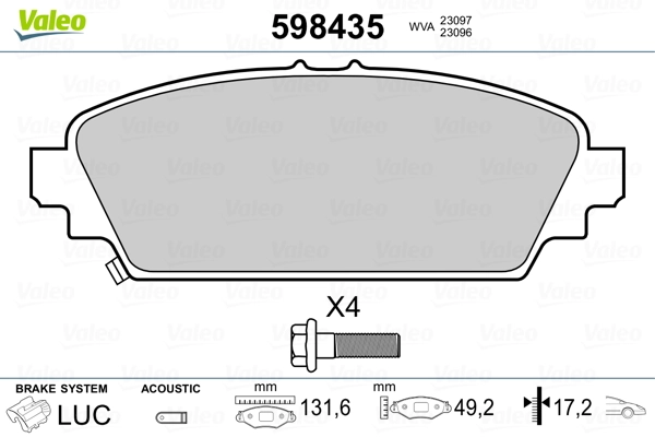 VALEO 598435 Brake Pad Set, disc brake