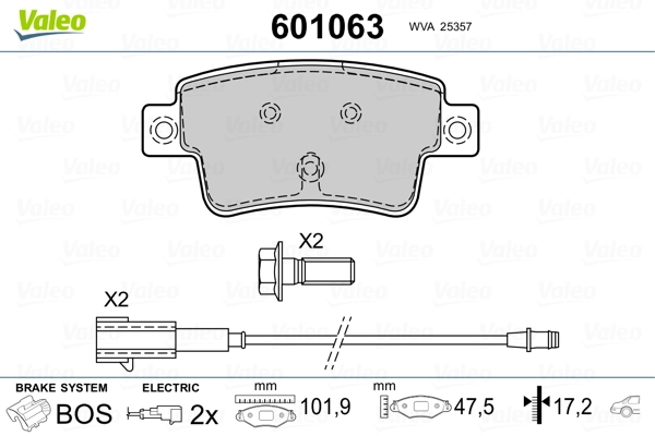 VALEO 601063 Brake Pad Set, disc brake