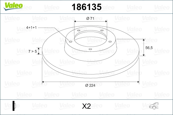 VALEO 186135 Brake Disc