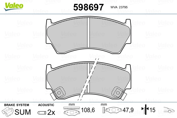 VALEO 598697 Brake Pad Set, disc brake