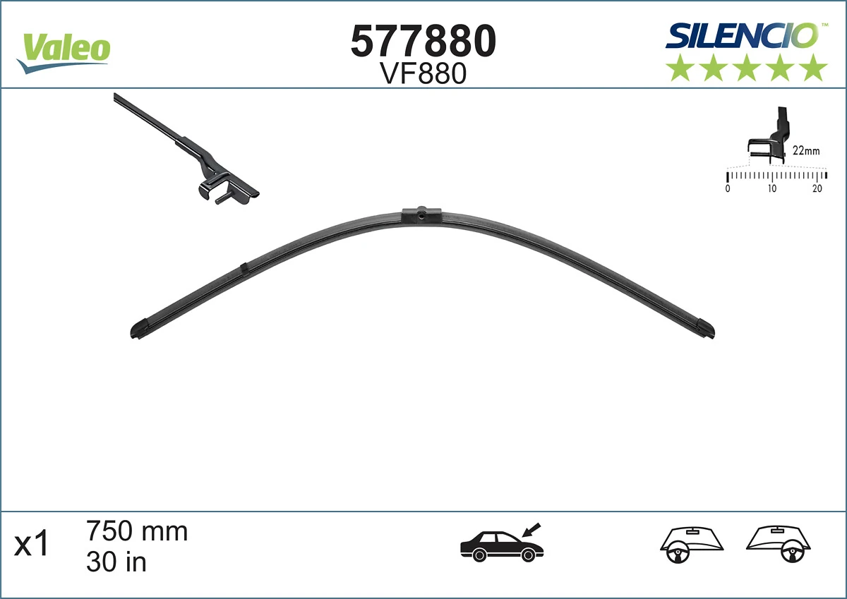 Wiper Blade SILENCIO FLAT BLADE SINGLE 577880