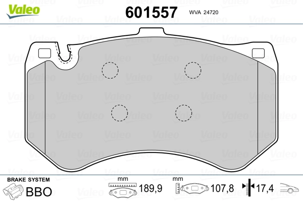 VALEO 601557 Brake Pad Set, disc brake
