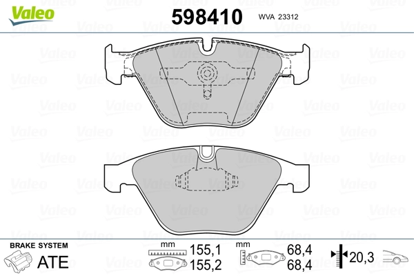 VALEO 598410 Brake Pad Set, disc brake