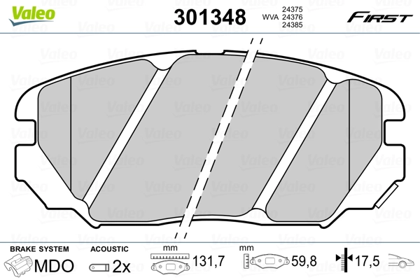 Brake Pad Set, disc brake FIRST 301348