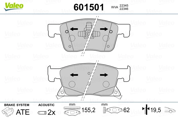 VALEO 601501 Brake Pad Set, disc brake
