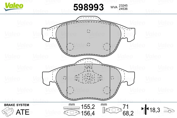 VALEO 598993 Brake Pad Set, disc brake